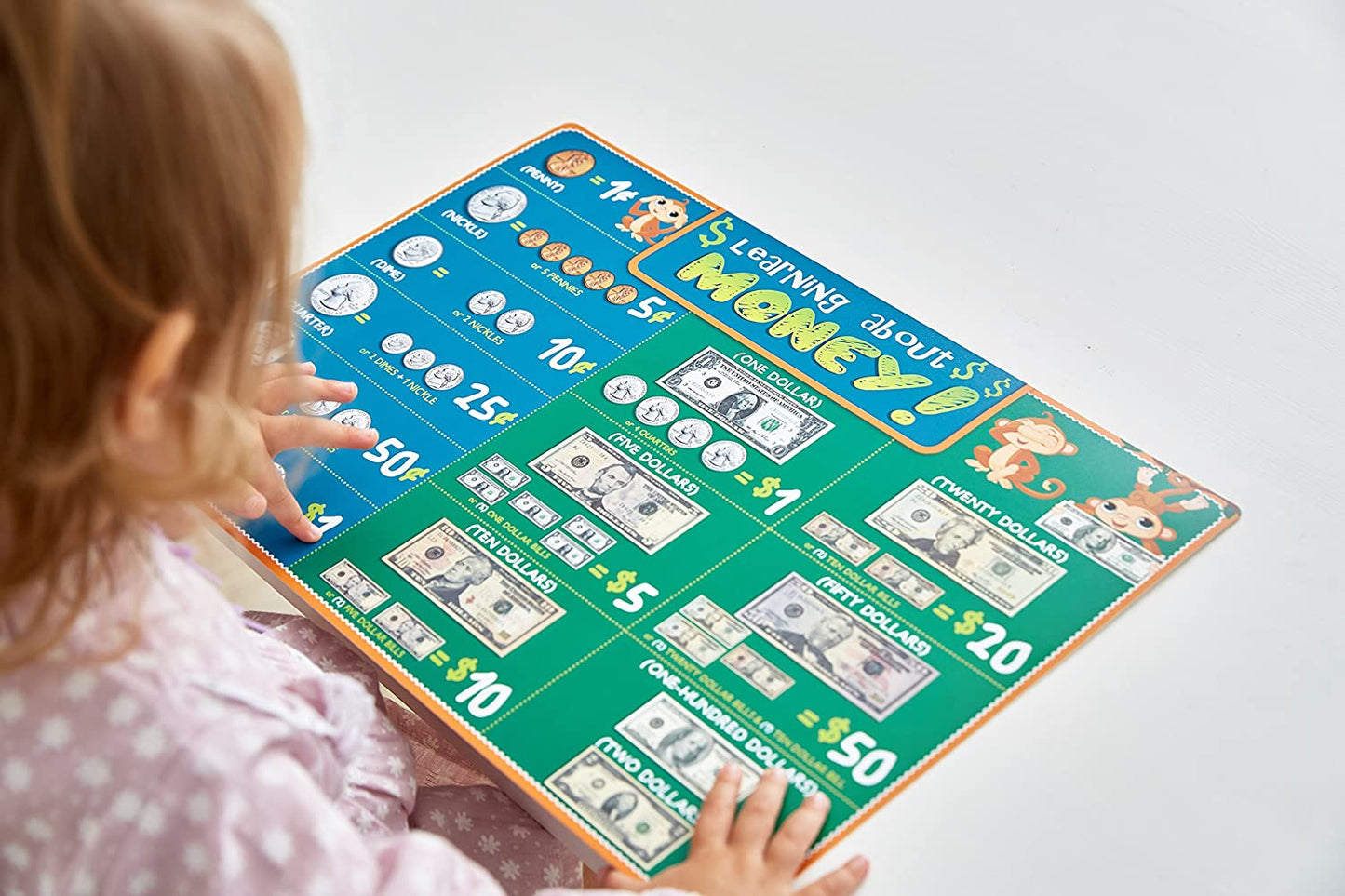 Kids Learning Dollars Table Placemats - 16 x 12 Inch