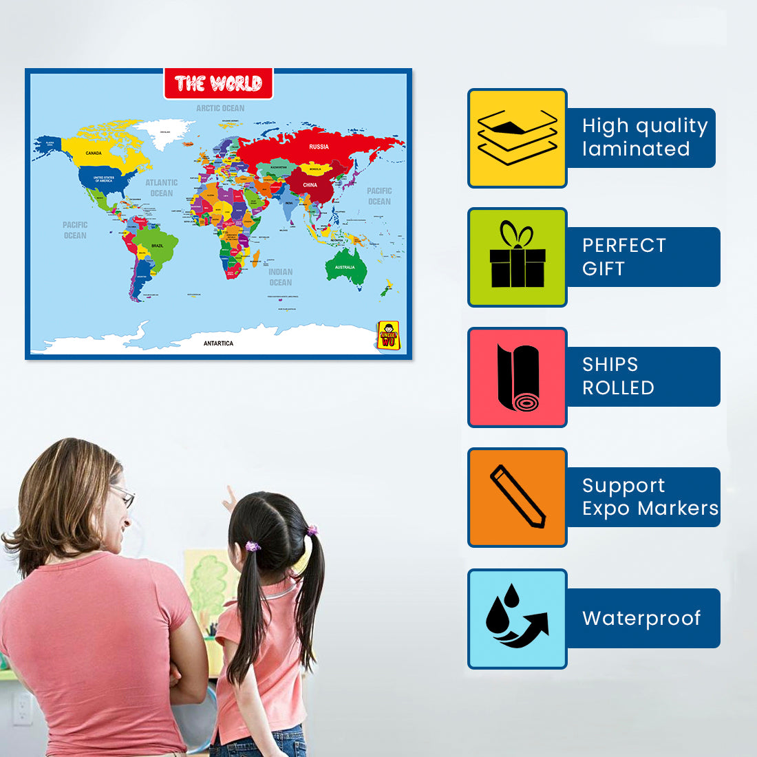 World Map Laminated Poster - 18 x 24 Inch