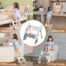 UNCLE WU Foldable 2-Step Stool for Kids - Lightweight,Anti-Slip, Steel Material -Toddler Step Sool Help for Potty Training, Bedside & Bathroom Sink (Small Size)