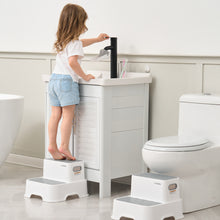 ÜNCLE WU 2 Pack Step Stool for Toddlers & Adults – Non-Slip Plastic Stool for Bathroom Sink, Potty Training,Kitchen & Toilet (Includes 2 Faucets, 2 Ducks, 3 Stickers)