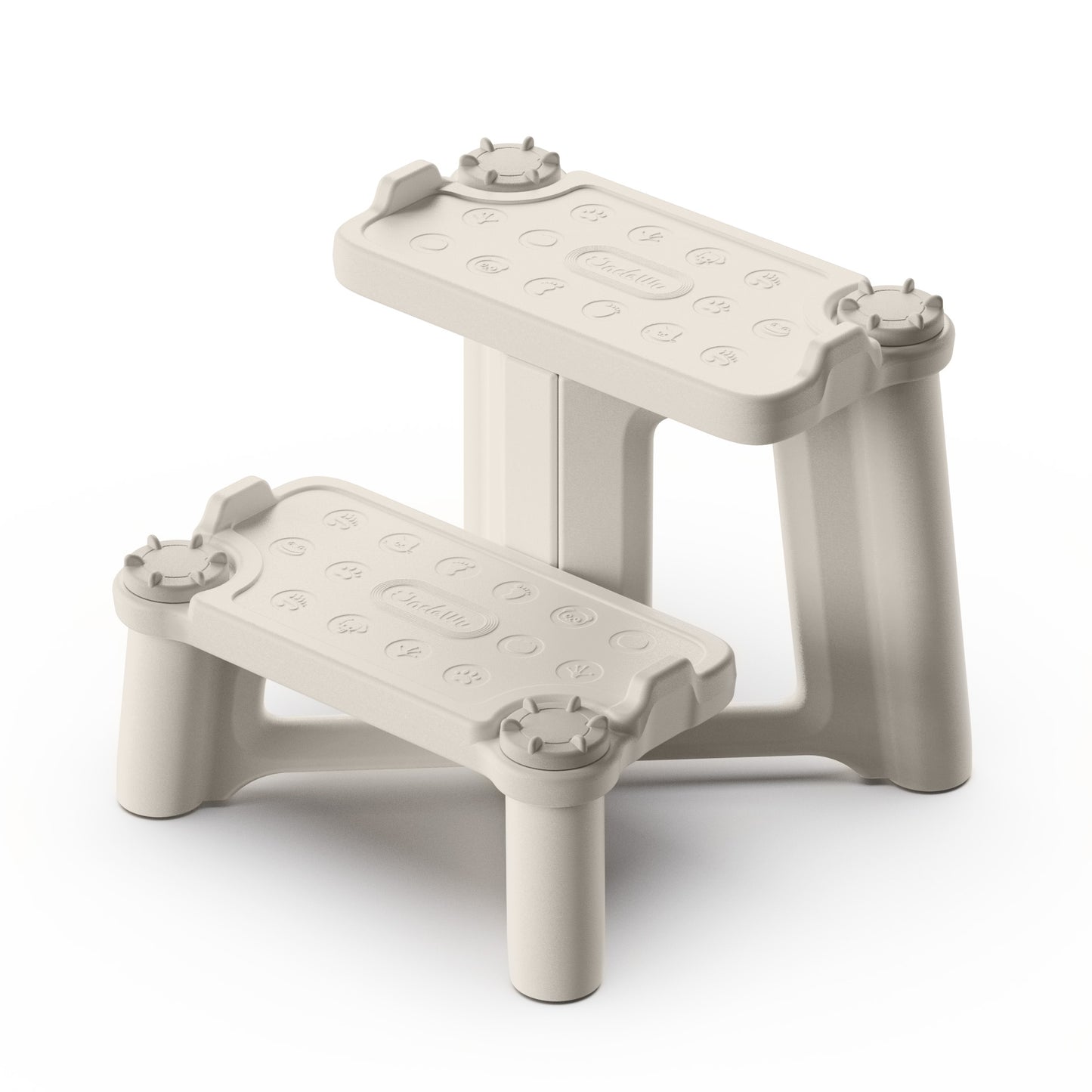 ÜNCLE WU Kids Step Stool, Dual Height Toddler Stool for Bathroom, Non-Slip Potty Training Step, Child Foot Stool, Holds 200 lbs (Gray White)