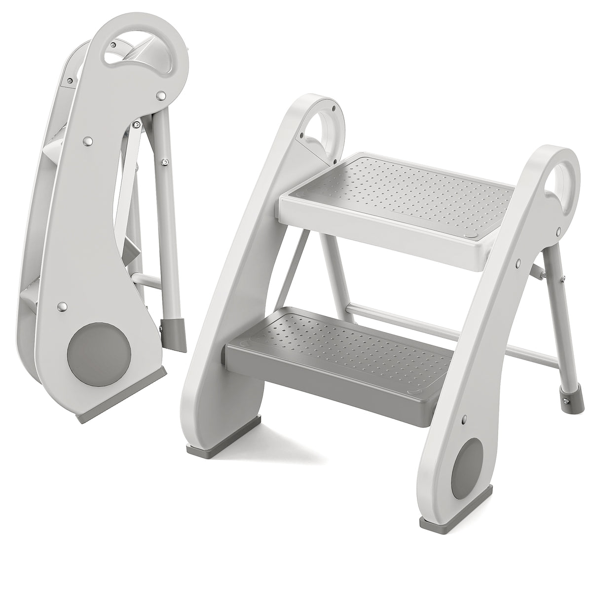 UNCLE WU Foldable 2-Step Stool for Kids - Lightweight,Anti-Slip, Steel Material -Toddler Step Sool Help for Potty Training, Bedside & Bathroom Sink (Small Size)