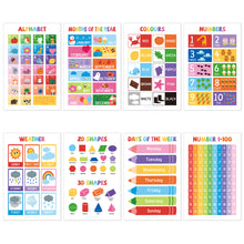 UNCLE WU 16 Laminated Educational Posters for Ages 2-6, Preschool Classroom learning charts cover ABC, numbers 1-100, shapes, colors, maps, homeschool, daycare, and kindergarten