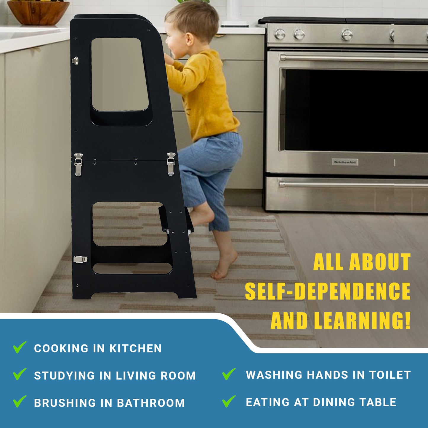 UNCLE WU Wood 2 in 1 Learning Tower