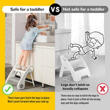 UNCLE WU Foldable 2-Step Stool for Kids - Lightweight,Anti-Slip, Steel Material -Toddler Step Sool Help for Potty Training, Bedside & Bathroom Sink (Small Size)