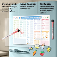 UNCLE WU First Foods Tracker Fridge Magnet – Dry Erase Daily Food Log and Activity Poster -Baby Food Chart/Checklist 10 x 14 inch