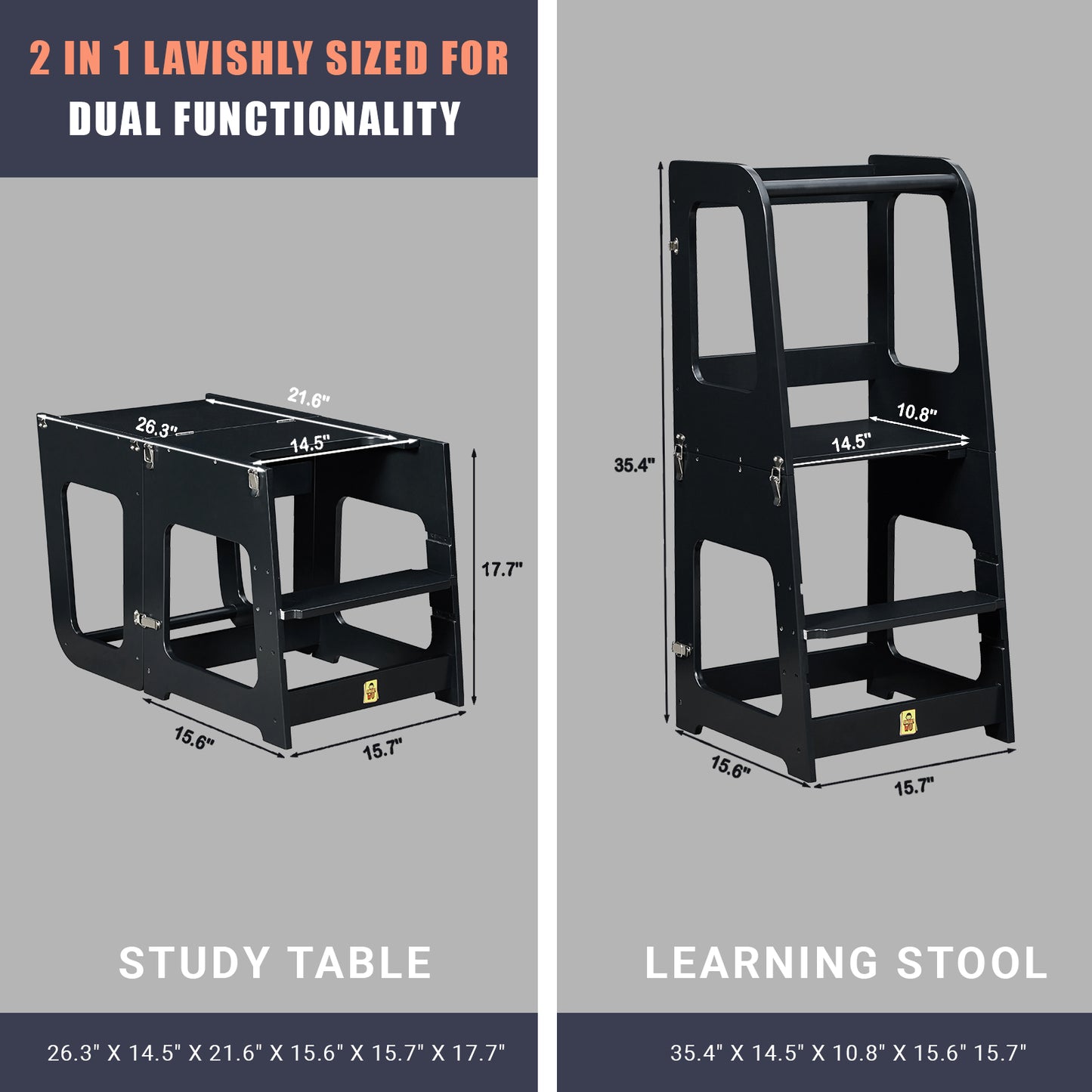 UNCLE WU Wood 2 in 1 Learning Tower
