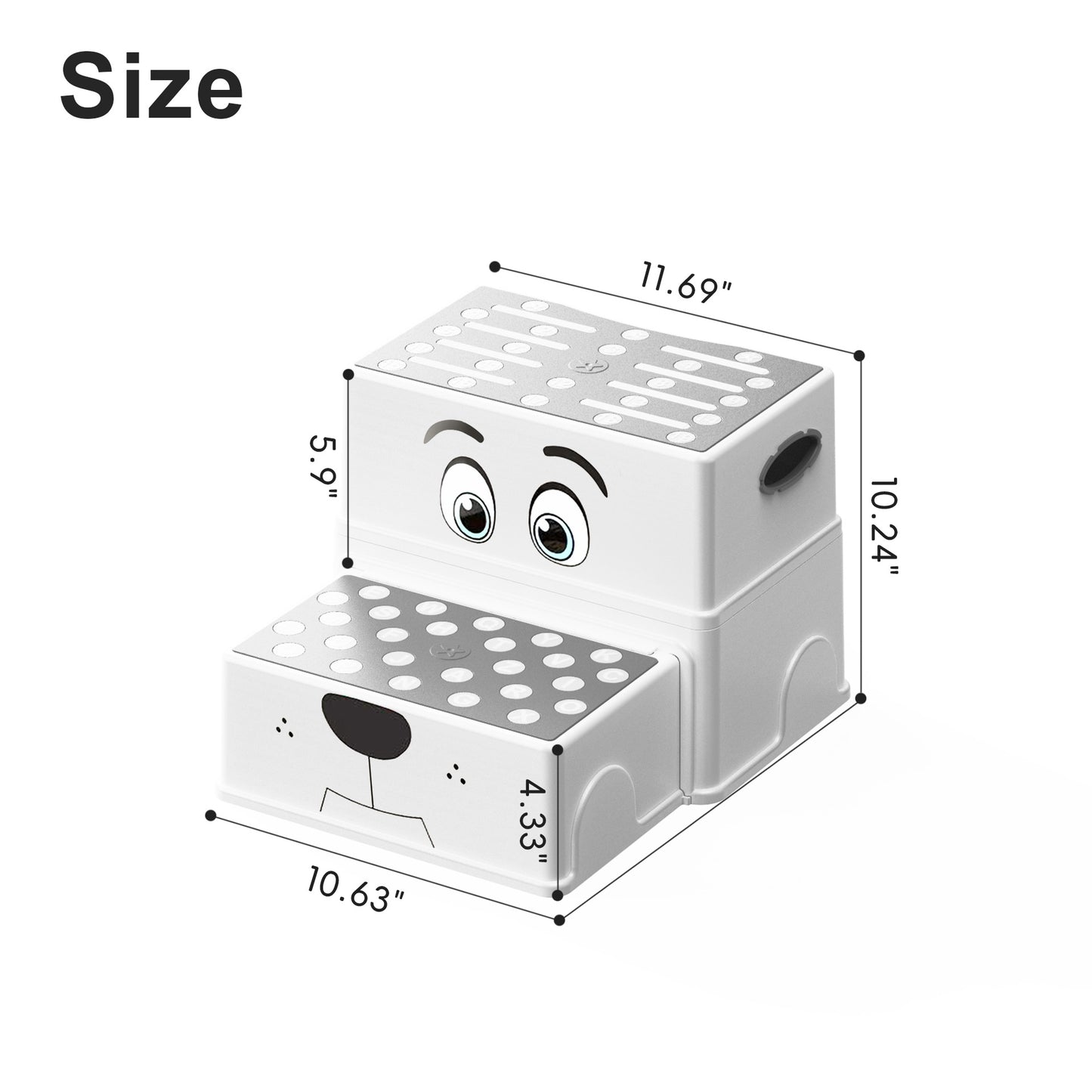 2-Step Kids Stool with Adorable Puppy Face – Anti-Slip Potty Training Stool for Bathroom Sink, Toilet & Kitchen, Adjustable Height, Lightweight, Includes 2 Duck Toys