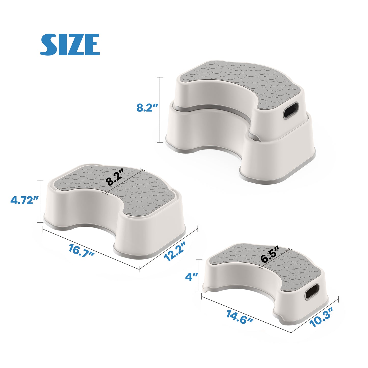 2-in-1 Adjustable Toilet Stool for Adults, Bathroom Foot Rest 4.7 or 8.2 inch setup, TPR non-slip surface, and 300 lb support for family, kids, guest bath, and potty training