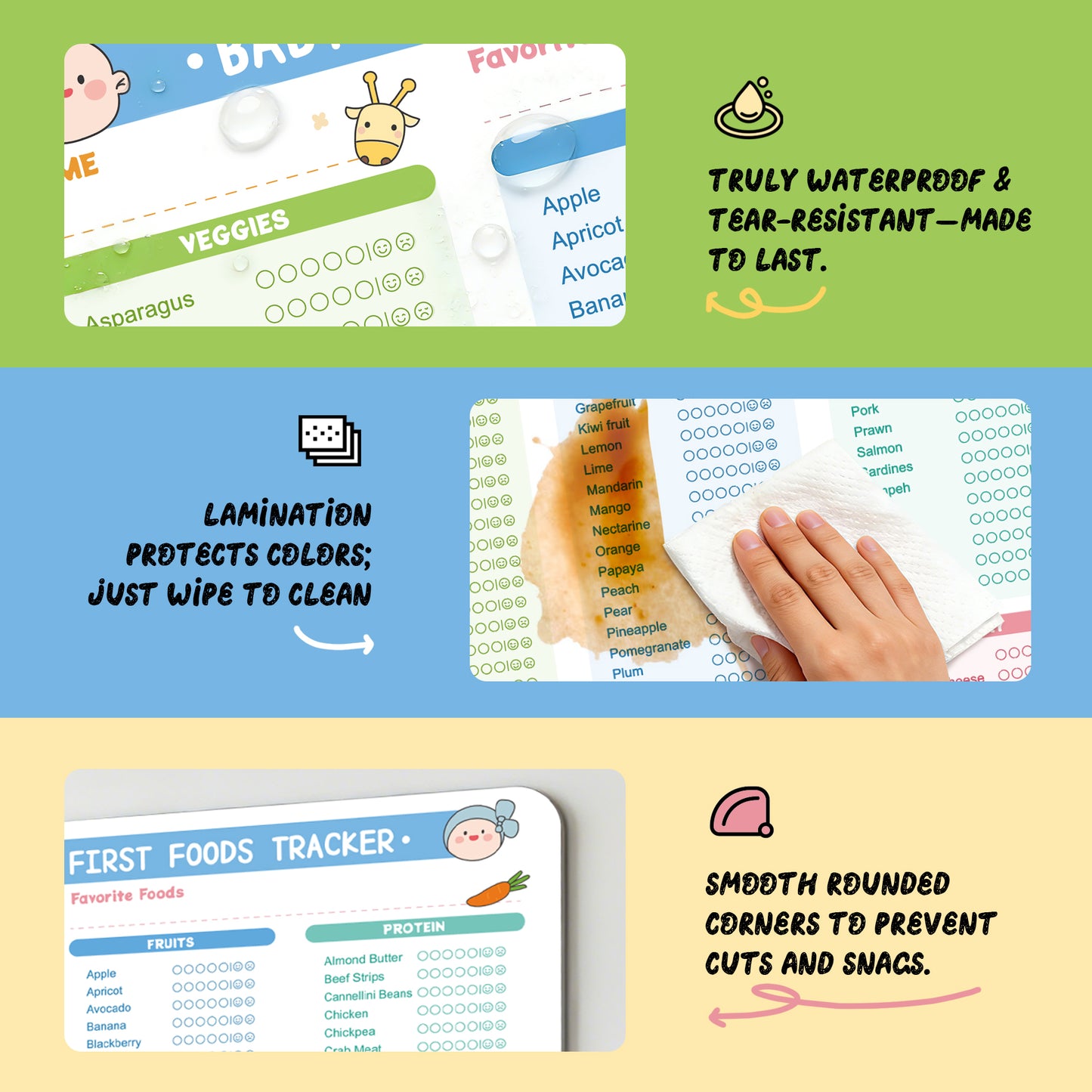Baby First Foods Tracker Fridge Magnet, Dry Erase Feeding Chart Baby led weaning log for starting solids. Track 100 plus foods and allergens. Includes 2 markers, 10 x 14 inches