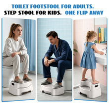2-in-1 Adjustable Toilet Stool for Adults, Bathroom Foot Rest 4.7 or 8.2 inch setup, TPR non-slip surface, and 300 lb support for family, kids, guest bath, and potty training