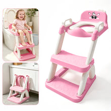 UNCLE WU Potty Training Seat with Ladder for Toddler Girls, Pink Unicorn Soft PU seat, splash guard, anti-slip ladder, 6 heights, ages 1-5, 224 stickers, 11 charts & toy