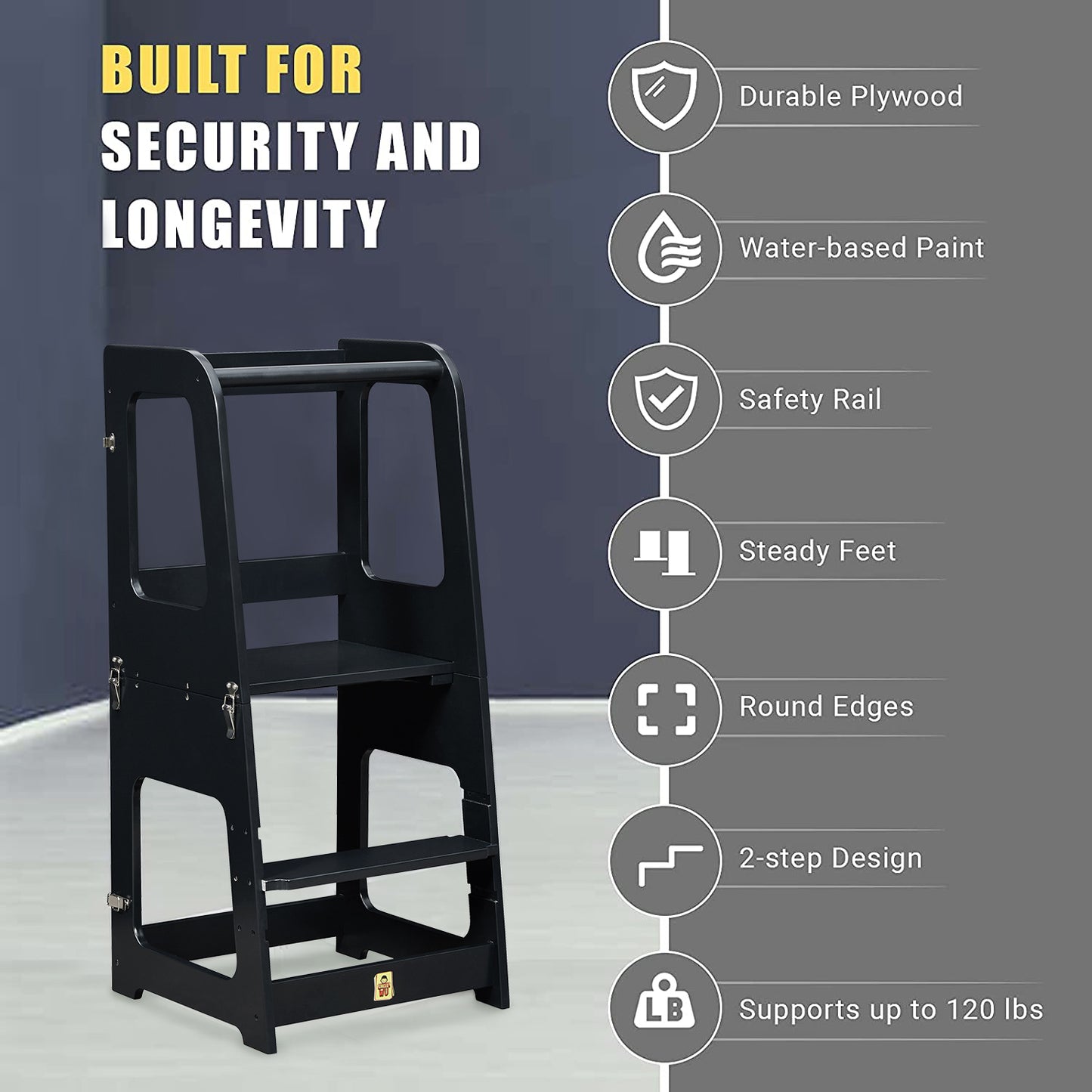UNCLE WU Wood 2 in 1 Learning Tower