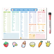 UNCLE WU First Foods Tracker Fridge Magnet – Dry Erase Daily Food Log and Activity Poster -Baby Food Chart/Checklist 10 x 14 inch
