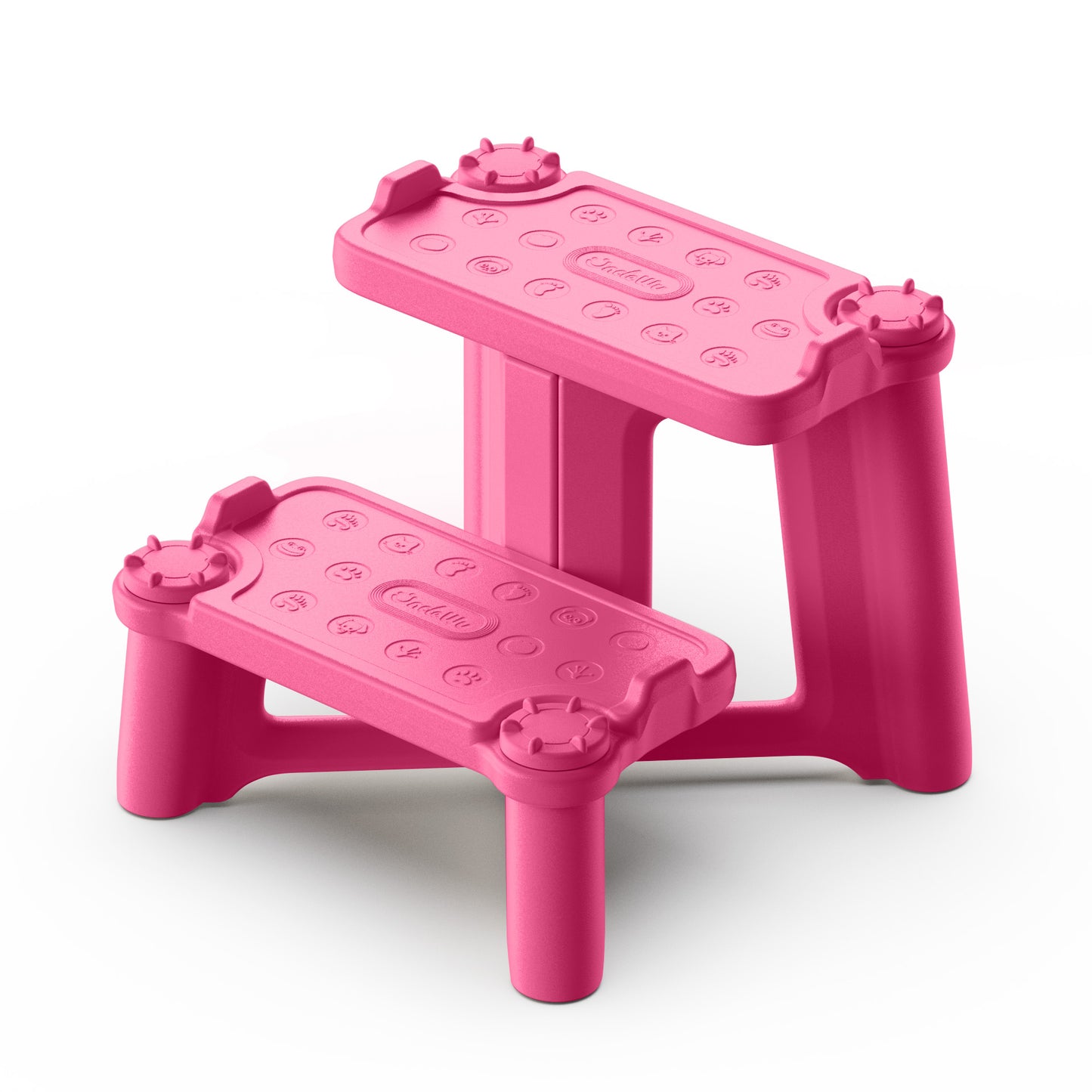 ÜNCLE WU Kids Step Stool, Dual Height Toddler Stool for Bathroom, Non-Slip Potty Training Step, Child Foot Stool, Holds 200 lbs (Gray White)