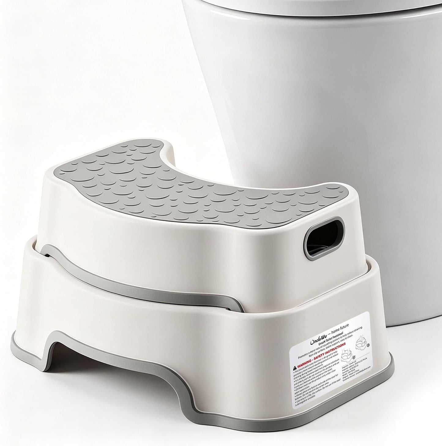 2-in-1 Adjustable Toilet Stool for Adults, Bathroom Foot Rest 4.7 or 8.2 inch setup, TPR non-slip surface, and 300 lb support for family, kids, guest bath, and potty training