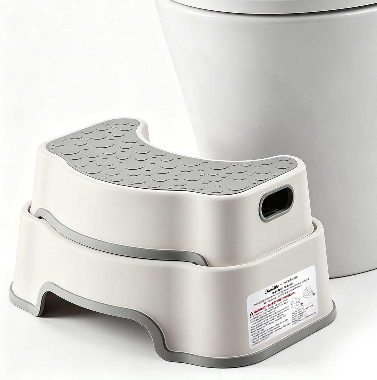 2-in-1 Adjustable Toilet Stool for Adults, Bathroom Foot Rest 4.7 or 8.2 inch setup, TPR non-slip surface, and 300 lb support for family, kids, guest bath, and potty training