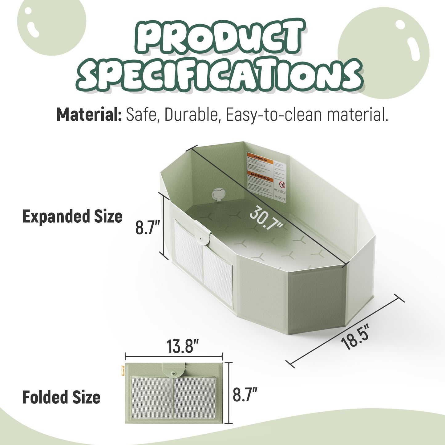 UNCLE WU Collapsible Baby Bathtub for 6M-3Y, Portable Toddler Travel Tub Folds flat for easy storage and turns a shower into a toddler tub; non-slip base and quick drain for small bathrooms