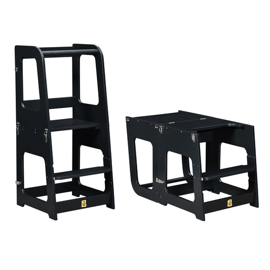 UNCLE WU Wood 2 in 1 Learning Tower