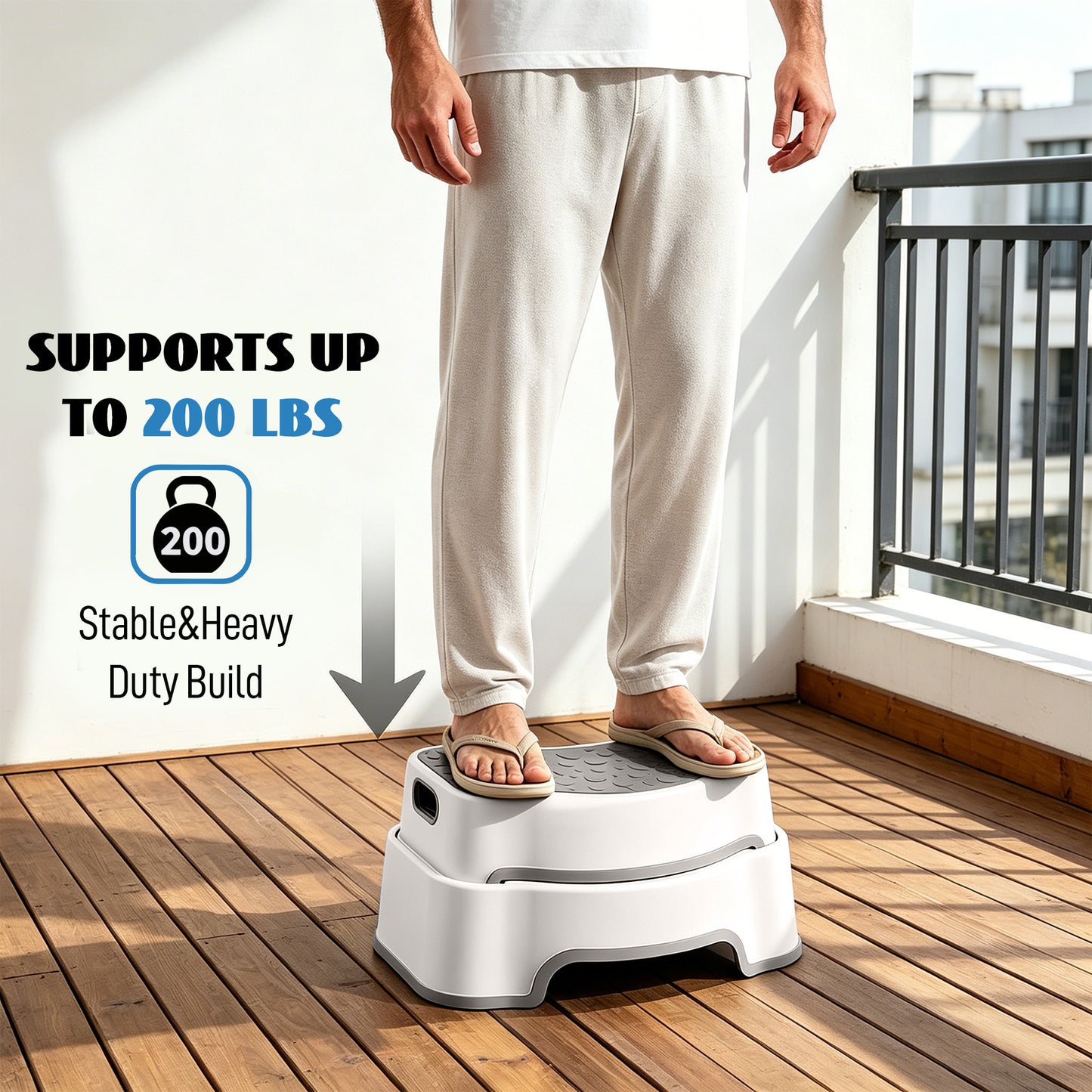 2-in-1 Adjustable Toilet Stool for Adults, Bathroom Foot Rest 4.7 or 8.2 inch setup, TPR non-slip surface, and 300 lb support for family, kids, guest bath, and potty training