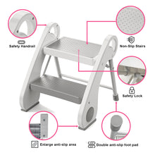 UNCLE WU Foldable 2-Step Stool for Kids - Lightweight,Anti-Slip, Steel Material -Toddler Step Sool Help for Potty Training, Bedside & Bathroom Sink (Small Size)