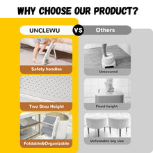 UNCLE WU Foldable 2-Step Stool for Kids - Lightweight,Anti-Slip, Steel Material -Toddler Step Sool Help for Potty Training, Bedside & Bathroom Sink (Small Size)