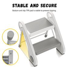 UNCLE WU Foldable 2-Step Stool for Kids - Lightweight,Anti-Slip, Steel Material -Toddler Step Sool Help for Potty Training, Bedside & Bathroom Sink (Small Size)