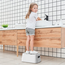 UNCLEWU 2 Pack Kids Step Stool - Bathroom Safety Bottom as Toilet Stool - Slip-Resistant Surface1 Step Stool for Kids / Adult (Gray White)
