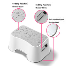 UNCLEWU 2 Pack Kids Step Stool - Bathroom Safety Bottom as Toilet Stool - Slip-Resistant Surface1 Step Stool for Kids / Adult (Gray White)