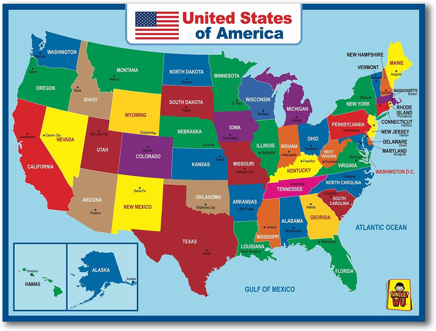 Laminated United States wall map